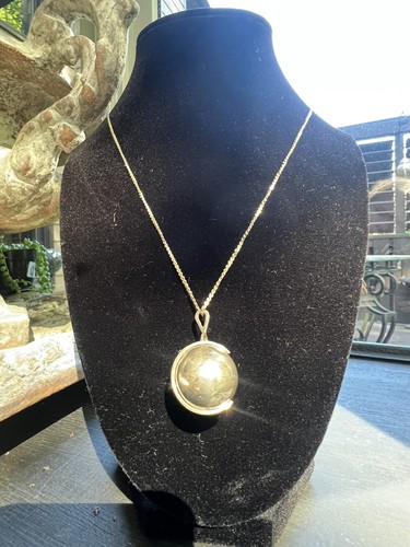 Vintage Sterling Silver Harmony Ball Necklace Large Chime Bola Pendant 32” Chain