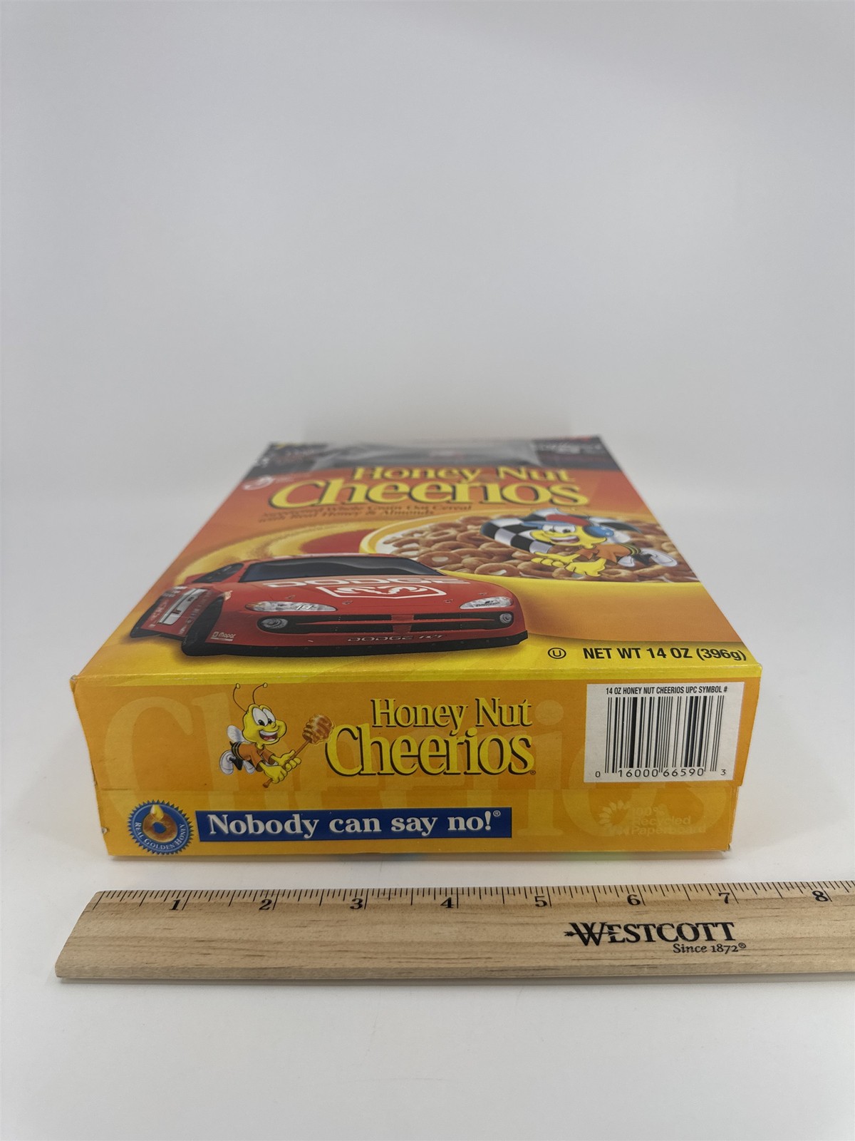 General Mills Honey Nut Cheerios Unopened Cereal Box W/ Free Die-Cast Dodge Car 