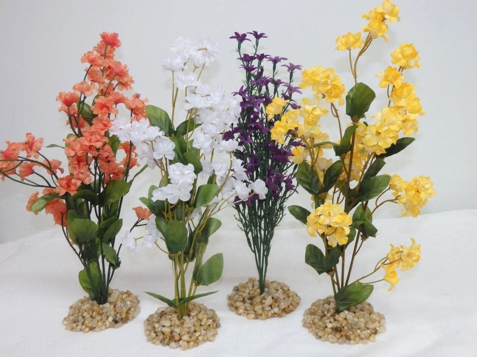 11 in. Golden YELLOW Soft Silk Baby's Breath FLOWER Betta-safe plant, stone base - Image 4 of 4