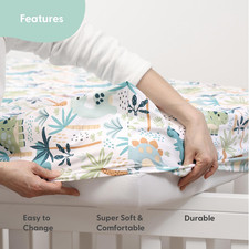 Baby Crib Bedding Set for Boys 3 Pcs Newborn Infant Toddler Bed Dino Fitted Dust