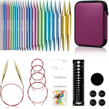 Interchangeable Aluminum Circular Knitting Needles Set - 13 Pairs of 4 Inch 10C