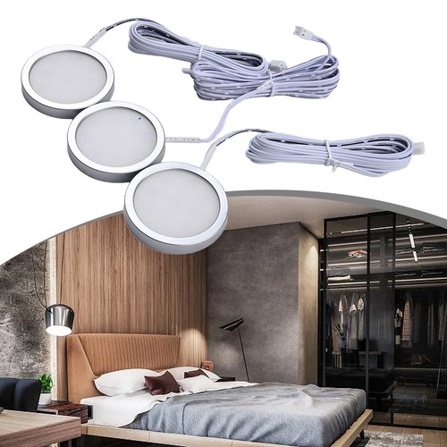 3/6PCS Lamp 60mm Cabinet Closet Display Kit LED Lights Puck Under Brand New - Picture 4 of 24