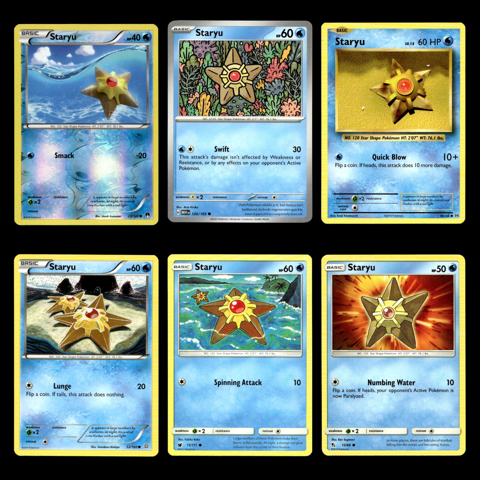 6x Staryu Lot 25 XY BREAKpoint Pokemon Cards Collection Set Deck Building TCG