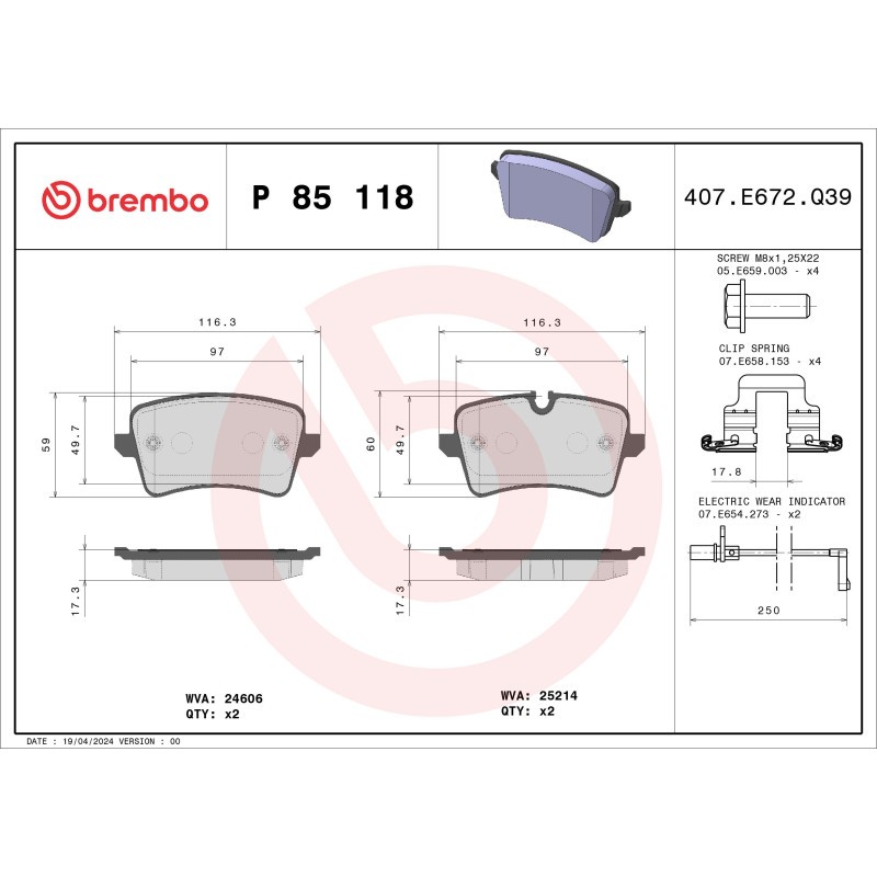 Brembo Bremsbeläge HINTEN AUDI A6 C7 4G2, 4GC + Avant 4G5 + A7 Sportback 4GA,4GF - Bild 4