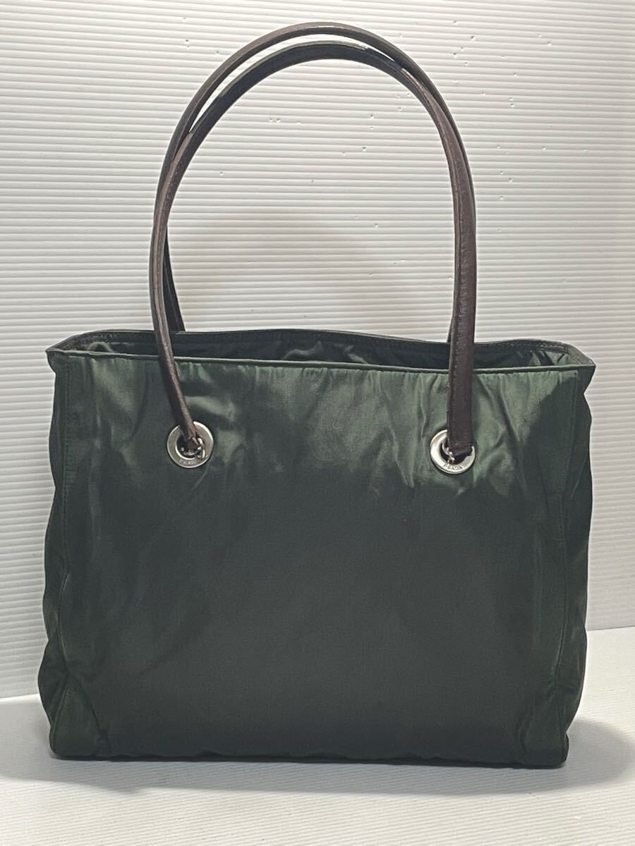 Prada Leather Nylon Triangular Handle Backpack Kh… - image 2