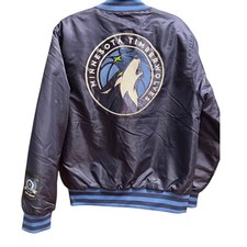 Ultra Game Minnesota Timberwolves Bomber Jacket Navy NBA Official Licensed Men M
