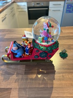 Disney snow globe Christmas sledge top piece not stuck down otherwise perfect