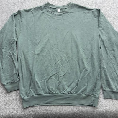 Los Angeles Apparel Mens L Sage Green Crewneck Sweatshirt Heavy Cotton Made USA