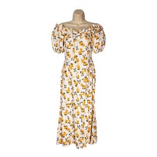 Reformation Marley Linen Off The Shoulder Midi Dress Lemonade Yellow Size 4