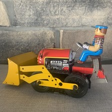 Tin Wind-Up Excavator Tractor Farmer Toy Vintage Collectible Retro Design 9  