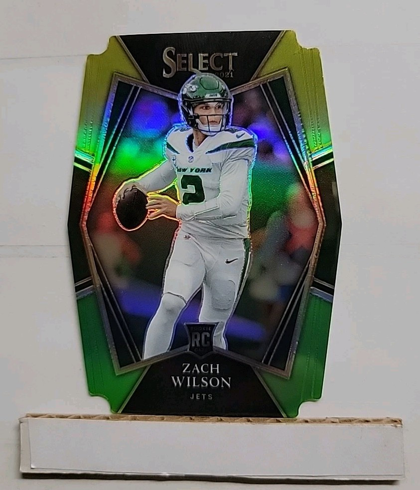 2021 Select Zach Wilson RC #144 Green & Yellow Prizm Rookie Die-Cut Jets B1