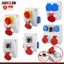 CEE Kombi Wandsteckdose 32A 16A 5P Schuko 230V Hauptschalter Baustromverteiler