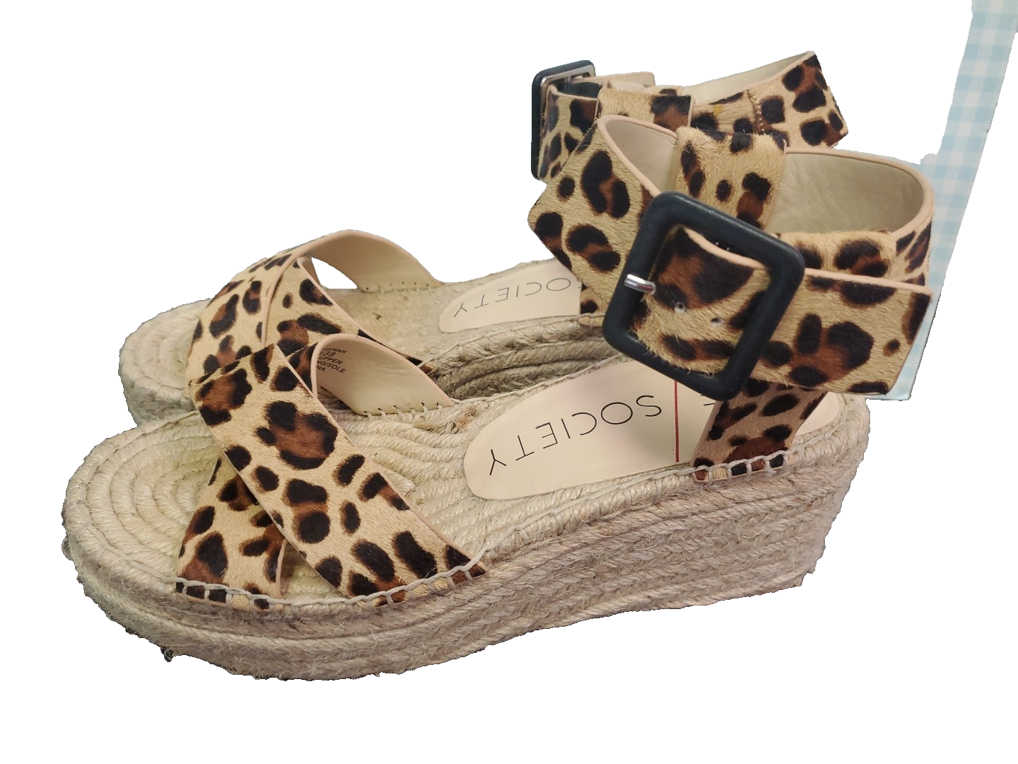 SAOLA Sandali espadrillas donna Sole Society Audrina plateau taglia 7 5 pelo di vitello leopardato