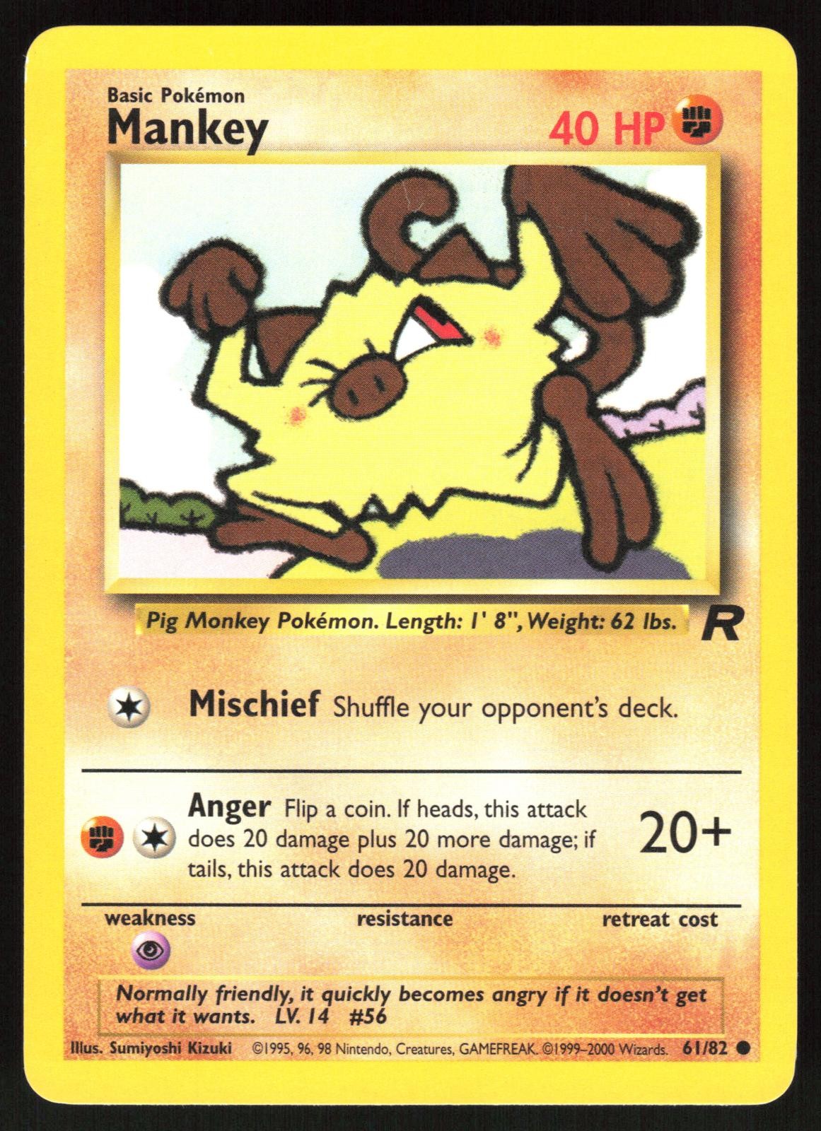 POKEMON MANKEY TEAM ROCKET 61/82 UNLIMITED COMMON HP