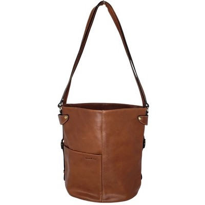 Gianni Conti Forli Brown Leather Bucket-Style Purse Shoulder Bag Backpack 