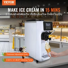 Commercial Ice Cream Machine, 10.6 QT/H Yield, for Restaurant Snack Bar