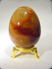BUTW oeuf agate cornaline lapidaire avec support 2159B