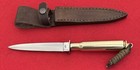 Jim Ort Custom Fixed Blade DE Dagger, 50 Caliber Cartridge Handle, Leather Sheat