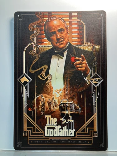 VINTAGE REPRODUCTION- TIN METAL SIGN- MAN CAVE- MOVIE ART- THE GODFATHER
