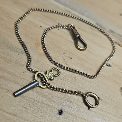 Vintage E.C.C.O G.F Gold Filled Pocket Watch Chain W 7 Key 13in X916