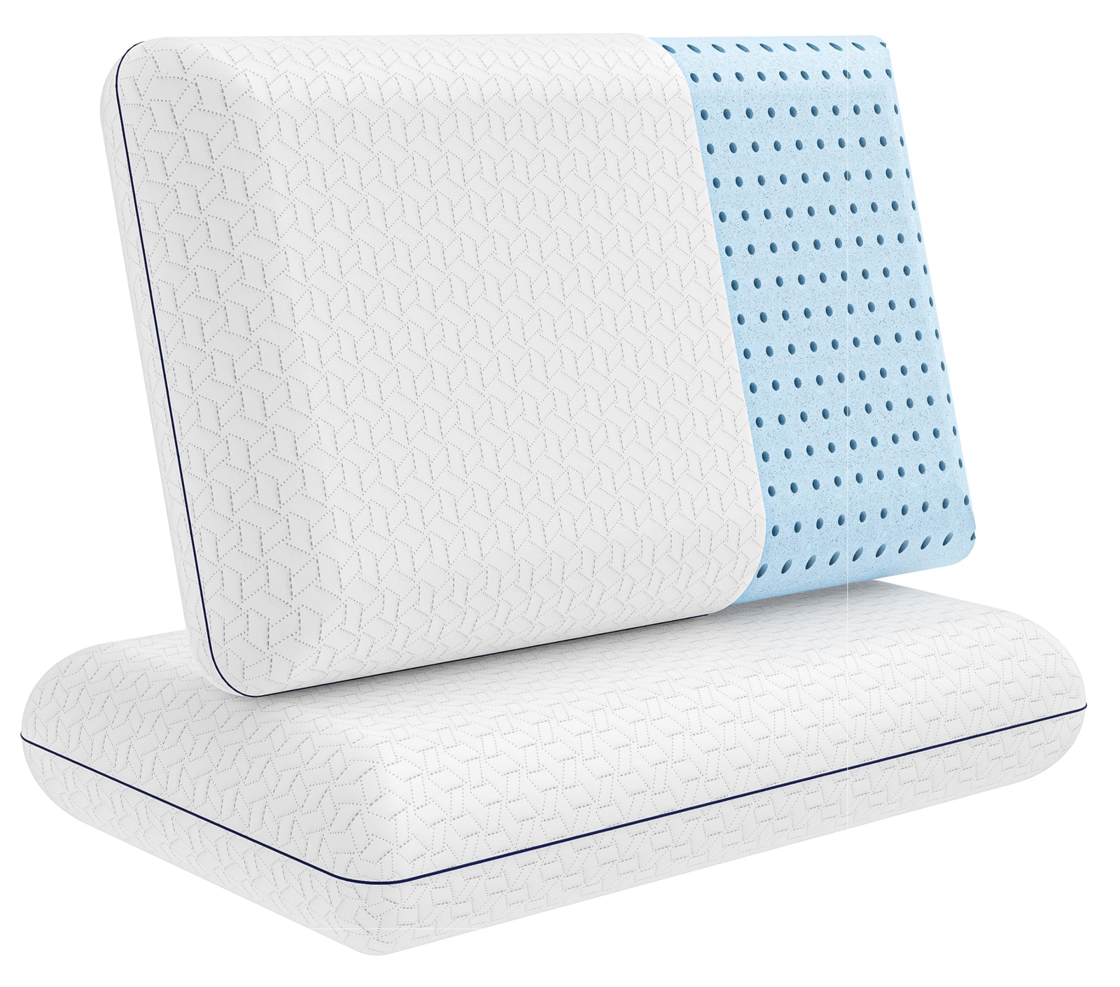 Gel Memory Foam Pillow - Standard Size, 2 Pack, Firm Pillow for Neck and Shou...