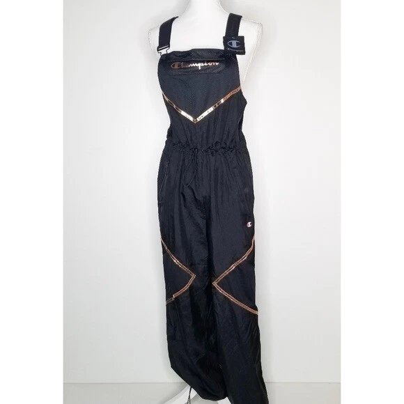 analyse Bacteriën Missie Champion Women's Overall Jumpsuit Black &amp; Gold Size XL | eBay