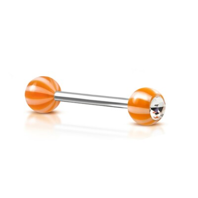 Edelstahl Piercing Hantel Zunge G-1.6mm Acryl Barbell Stainless steel y-ina879