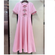 2025 Luxury Women's Studded Diamond Bow Dress Slim Fit Mid Length A-Line Skirts