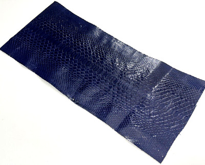 Small Blue Glossy Genuine Python Remnant Piece Leather real hide snake skin 496