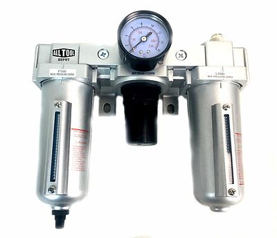 3 in 1 two Unit Poly Bowl,Manual Drain Bracket NANPU Compressed Air Filter Regulator Lubricator