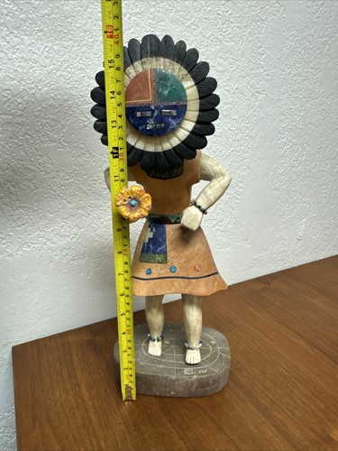 16 Zoll großes signiertes Katsina Kachina Sonnengesicht handgeschnitzter Stein Indianer JD - Bild 18 von 24