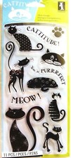 Cats Clear Acrylic Cat Stamp Set by Inkadinkado 97621 NEW