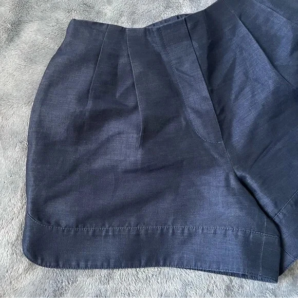 Шорты без застежек 3.1 Phillip Lim плиссированные темно-синие шелковая хлопковая смесь размер 4 - Изображение 3 из 4