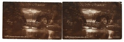 Lot 2 antike Original Postkarten - Rustikale Brücke, Victoria Park, Bath - 1906