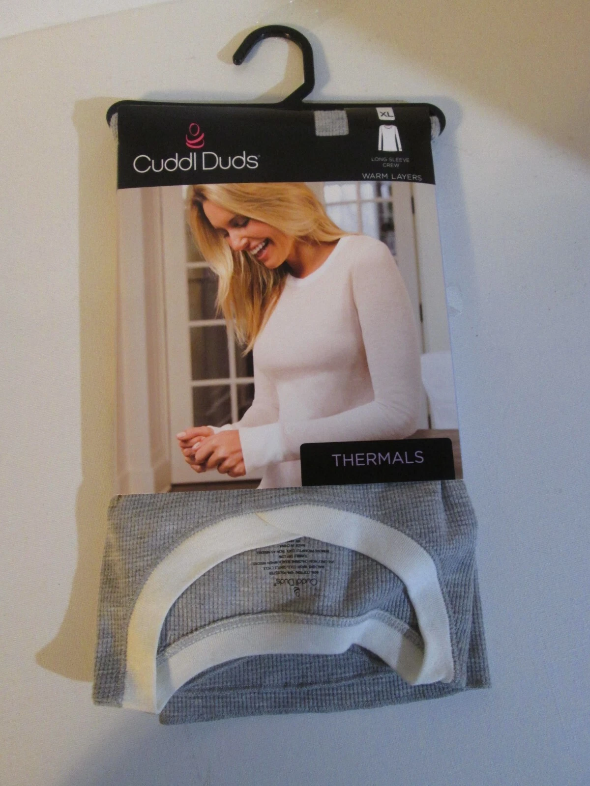 Cuddl Duds Thermals Long Sleeve Crew Shirt Warm Layers XL Heather Gray