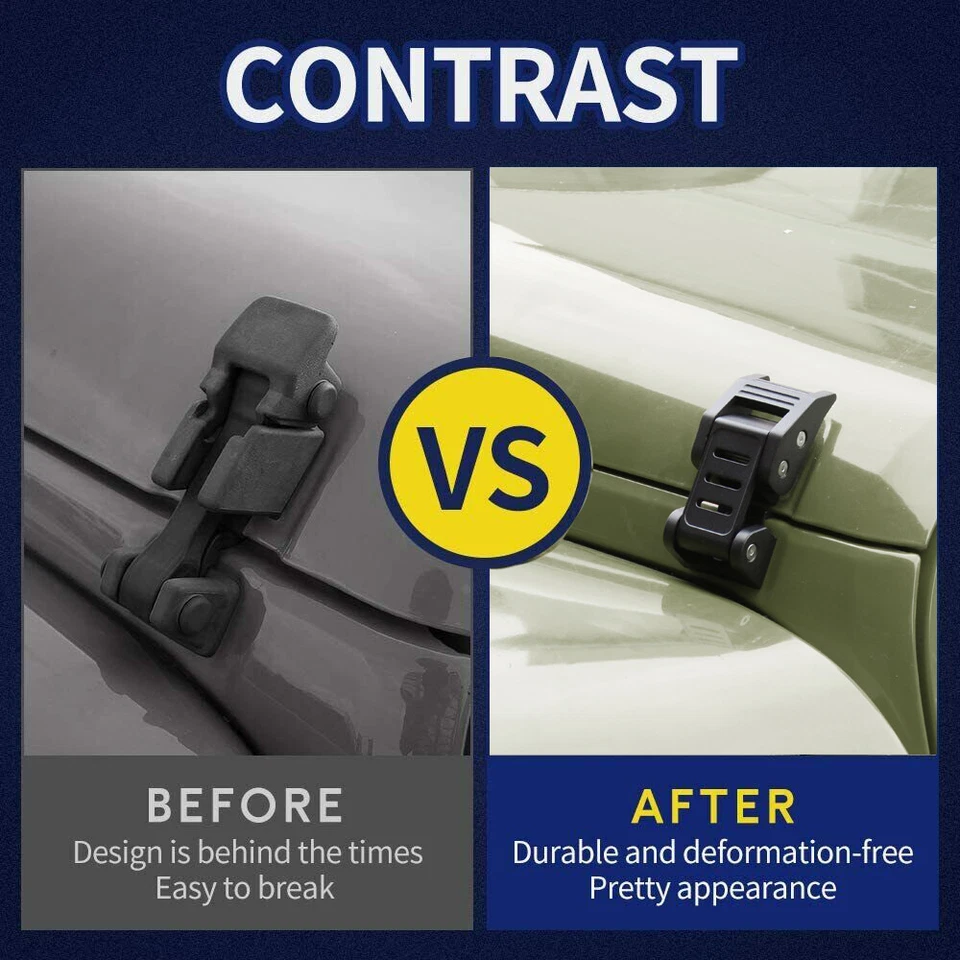 Black Stainless Steel Hood Latch Hood Catch Kits for 07+ Jeep Wrangler JK JL JT Foto 2 de 4