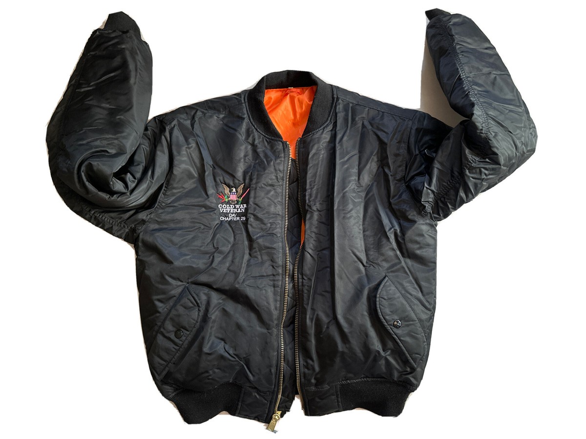 Flyer's Man Intermediate MA-1 Black Bomber Nylon Jacket Sz XL