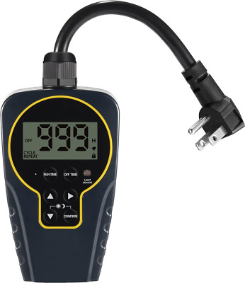 1 S To 999 H Short/long Onoff Interval Repeat Cycle Timer Plug Outlet With Count