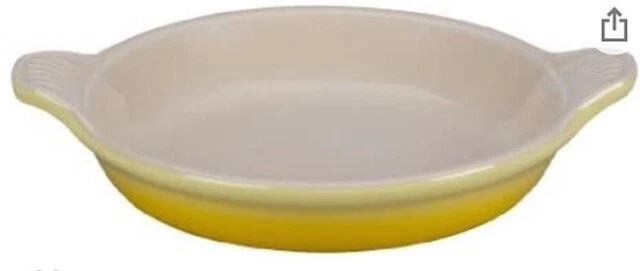 Le Creuset Stoneware Round Creme Brûlée Pie Dishes S/2 Soleil Yellow 5" Brulee