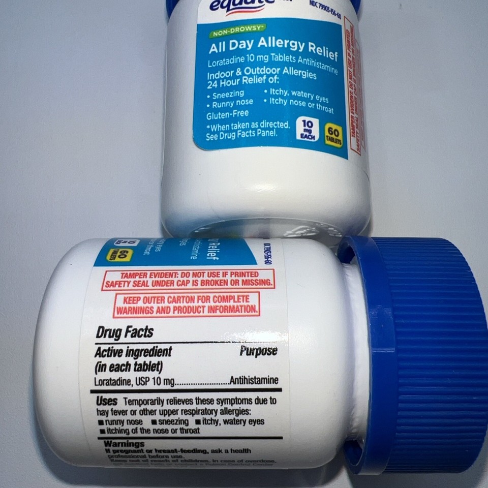2x Equate All Day Allergy Relief Loratadine Tablets 10 mg 120Ct Total
