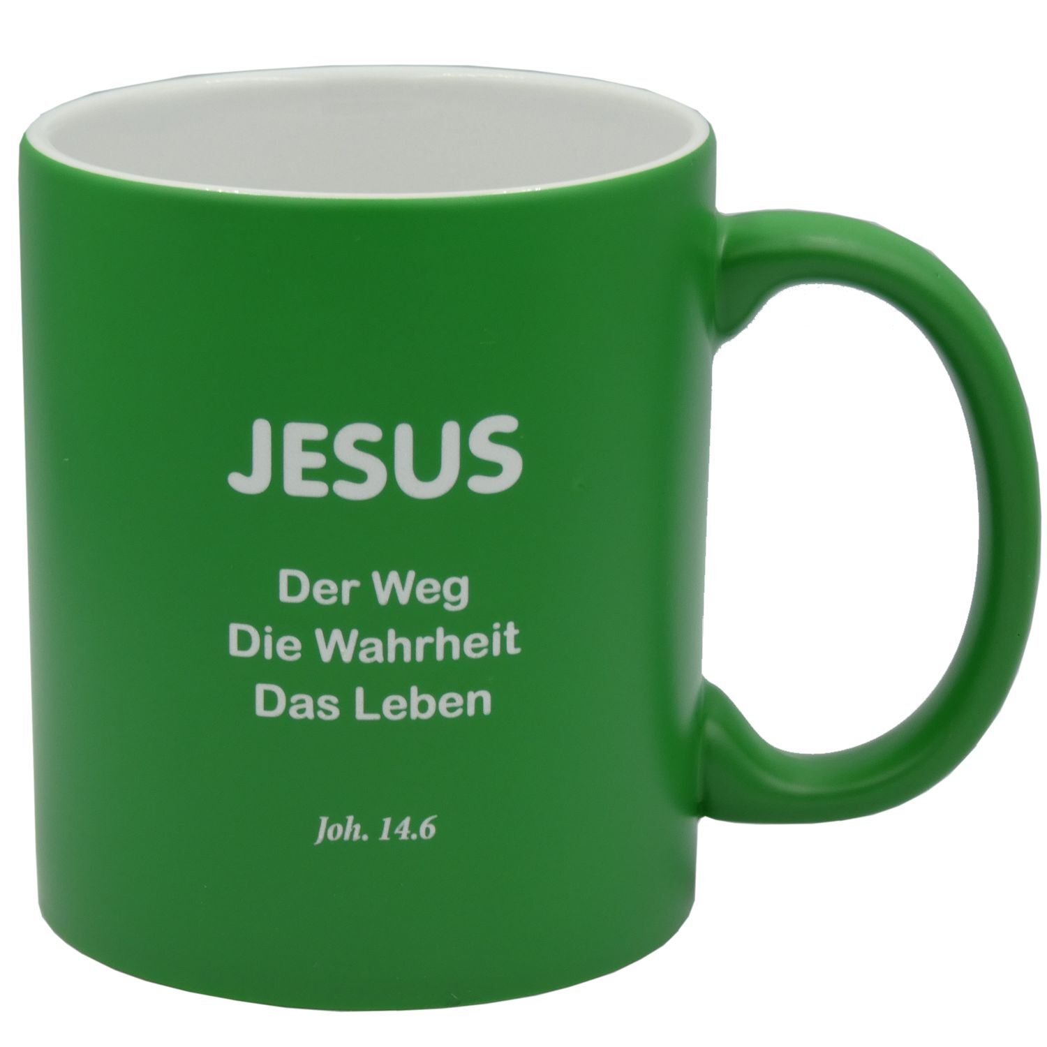 Christliche Tasse - JESUS der Weg, mit Lasergravur Grün