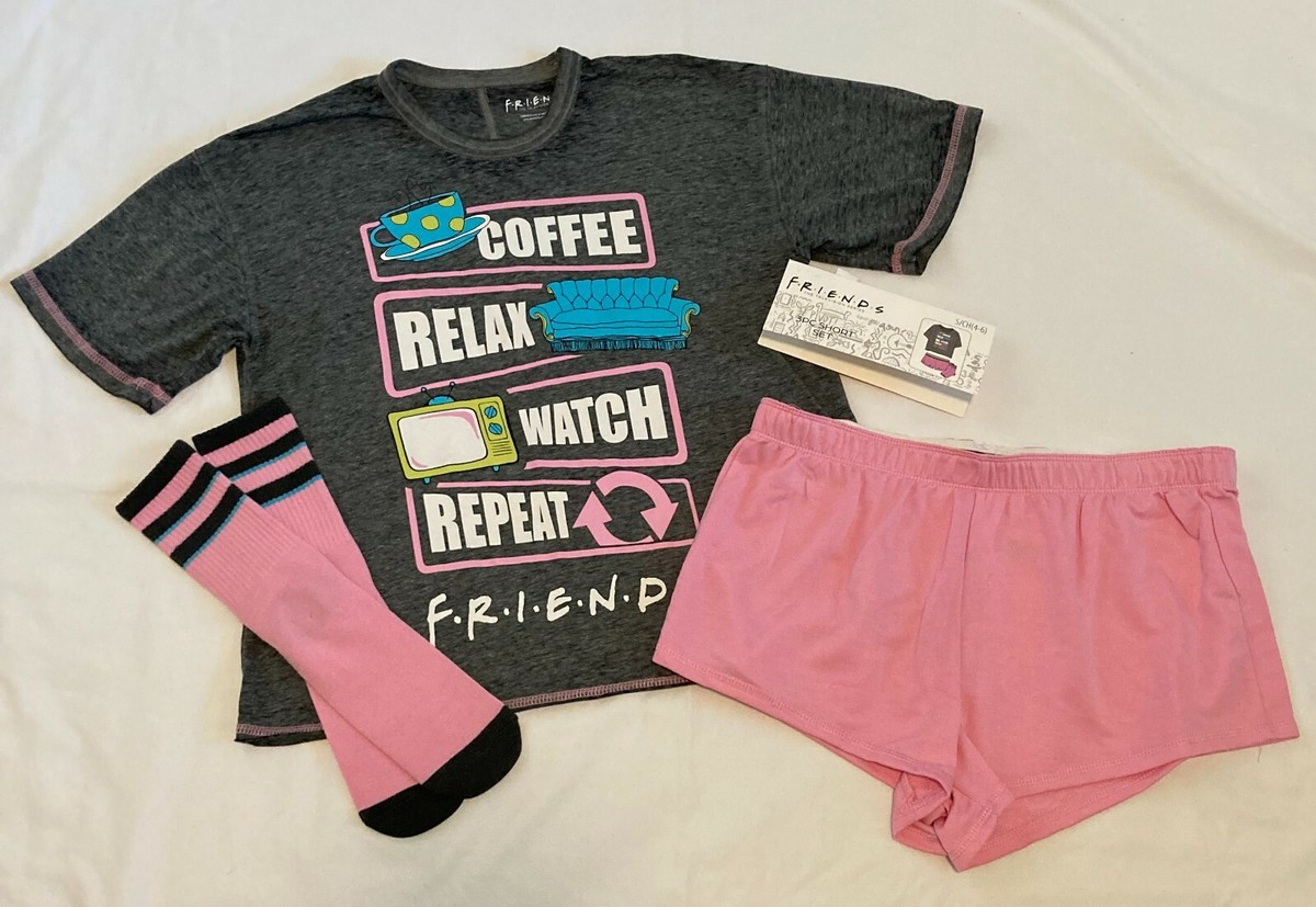 Pajamas Sets Friends Pajamas Shorts Women's Light Pink Satin Shirt