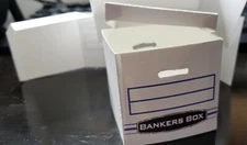 1/6 SCALE Mini WHITE Storage Bankers Box [2] & Lid for Office or School.