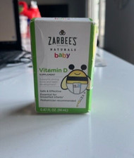 Zarbee's Naturals Baby Vitamin D Supplement Drops Strong Bones .47oz Exp 4/24
