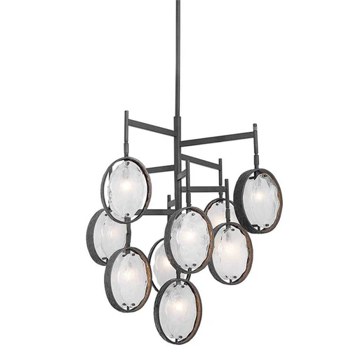 Uttermost Maxin 9-Light Transitional Iron and Glass Chandelier in Dark Bronze - Picture 1 of 5