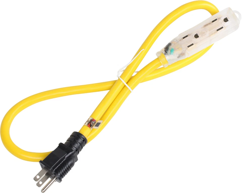 Lighted Outdoor Extension Cord 3ft 515P to 3 Way 515R Splitter 15 AMP 125 Volts - Image 4 of 4