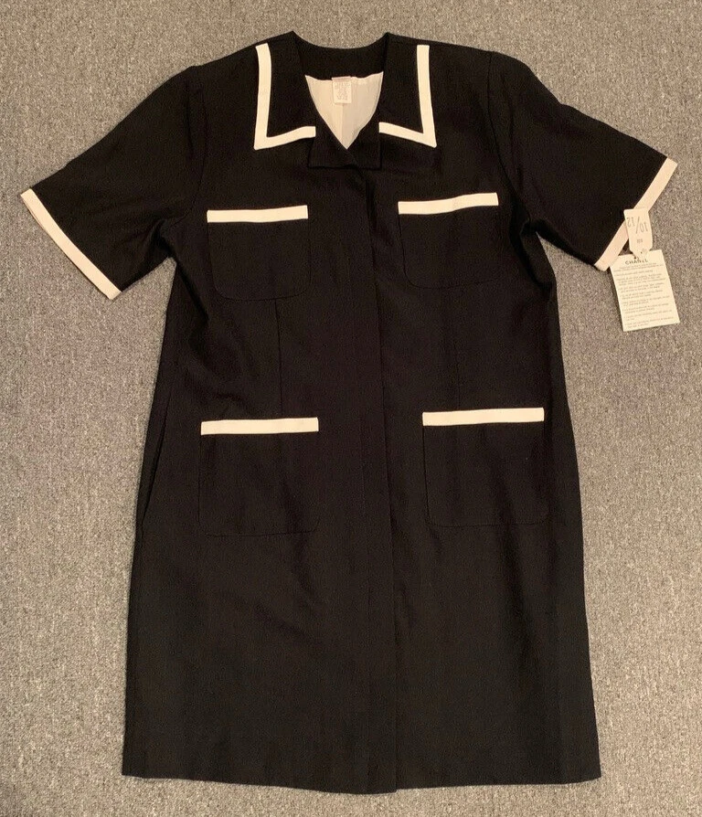 Vintage Chanel Analyste Uniform Dress NEW Employee Staff Sz 10/12 Wool