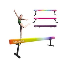 8ft Ultrasimple Adjustable Foldable Balance Beam,High-Low Floor Beam Suede Gy...