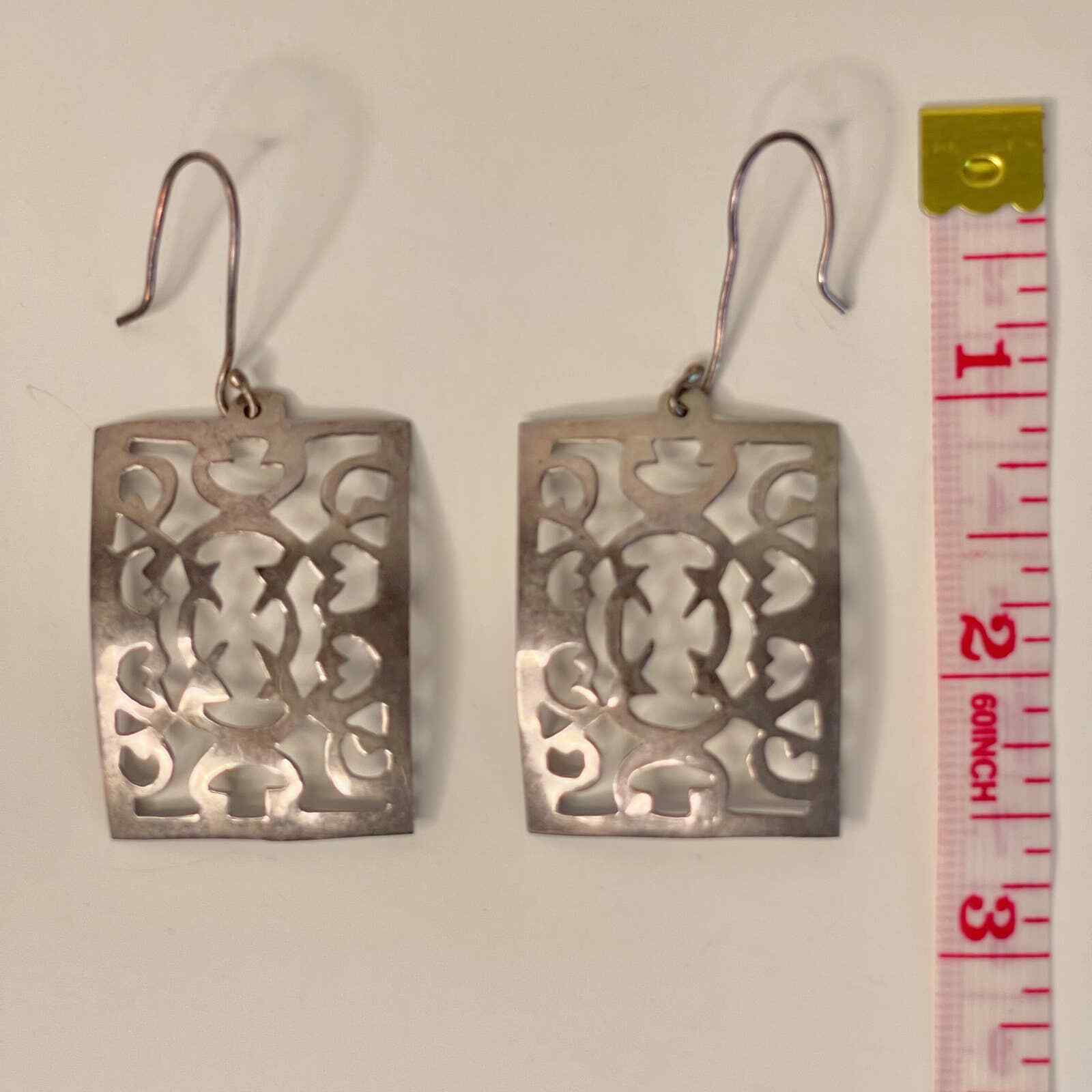 925 Sterling Silver Rectangular Filigree Earrings… - image 10