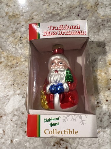 Glass Ornament - "SANTA" - by Christmas House - Collectible New in Box - 第 1/11 張圖片
